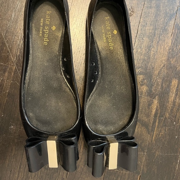 Kate Spade Jelly Bow Flats Black sz 8 - Picture 2 of 5